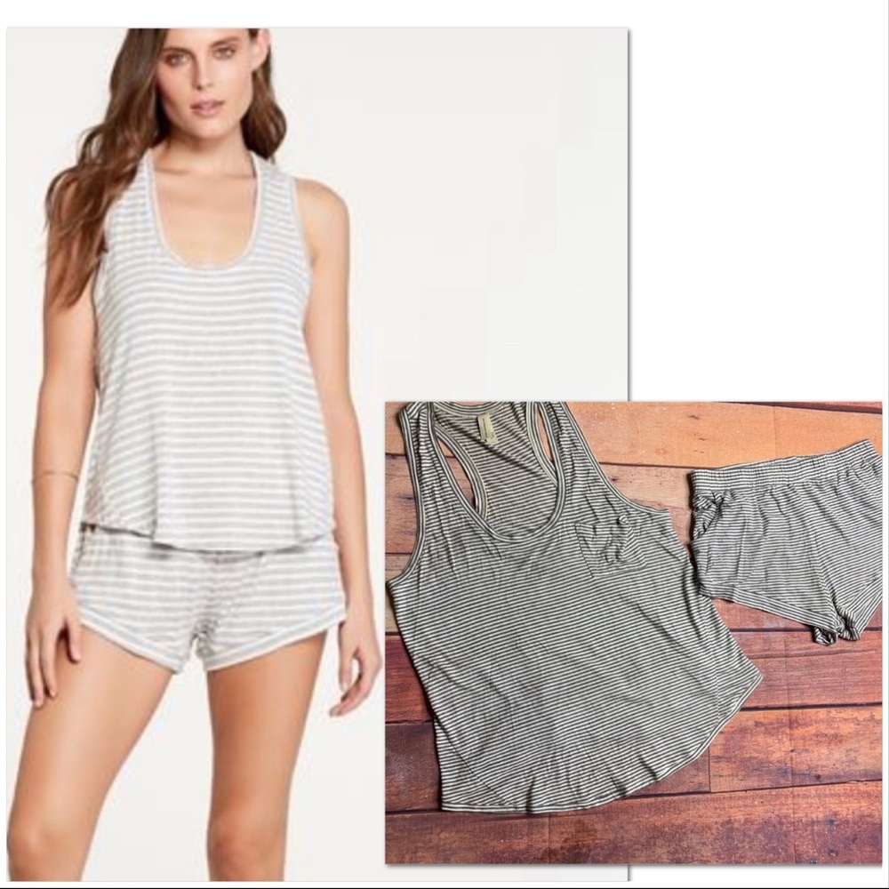 Maison Du Soir Pajama Set Heather Grey Striped